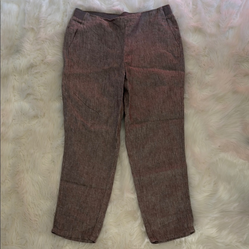 J. Jill Taupe Linen Cropped Pants
